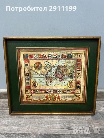 Картина с карта на света и на Европа, 2 бр., снимка 2 - Картини - 53395679