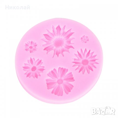 Силиконов  молд 6 бр. Маргаритки , цвете маргаритка , фонтан декорация торта , цветя, снимка 2 - Форми - 36583692