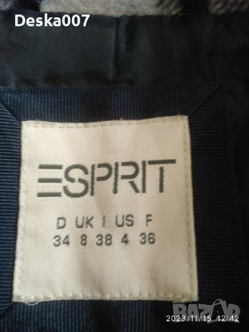 Палто Есприт Esprit синьо каре, снимка 3 - Палта, манта - 43002757