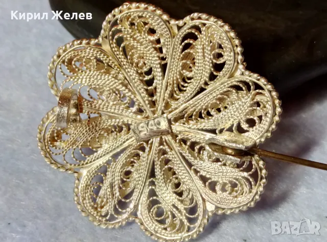 ПРЕКРАСНА СТАРА ФИЛИГРАННА СРЕБЪРНА БРОШКА ЦВЕТЕ СРЕБРО 900 НЕЖНА РЪЧНА МАЙСТОРСКА ИЗРАБОТКА 47964, снимка 9 - Антикварни и старинни предмети - 48476769
