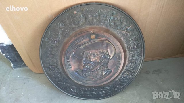 Медна чиния за стена 440г -1, снимка 4 - Други ценни предмети - 39183227