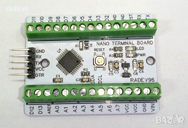 Nano Terminal Board, ATMega328P-AU, Arduino съвместим, снимка 2 - Друга електроника - 36675210