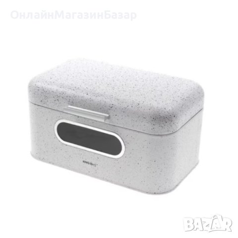 Метална кутия за хляб, инокс с бяло мраморно покритие, 30x19,5x15,8 см, снимка 3 - Кутии за храна - 44045409