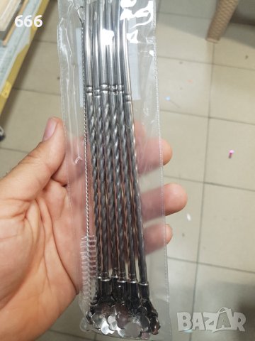 Метални лъжички-сламки, снимка 4 - Прибори за хранене, готвене и сервиране - 43187506