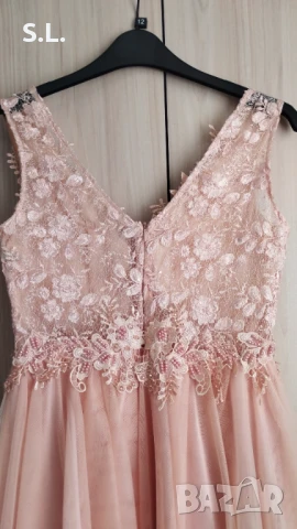 Официална розова рокля с тюл, снимка 3 - Рокли - 50606494