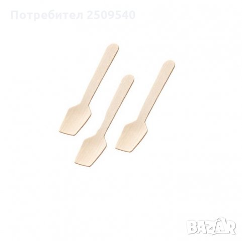 Еко дървена лъжичка за сладолед 100бр., снимка 1