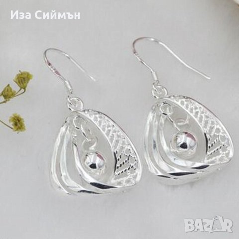 Сребърни обеци водна капка, снимка 3 - Обеци - 34818933