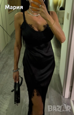 Сатенена рокля - размер ХС, снимка 5 - Рокли - 53128696