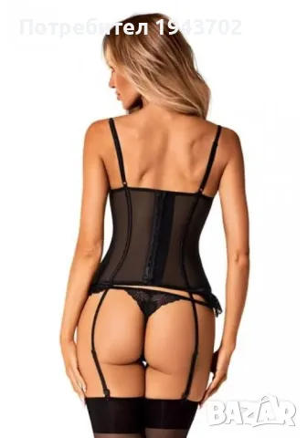 Секси корсет с прашки в черен цвят Serena Obsessive, снимка 2 - Корсети, бюстиета, топове - 47557700