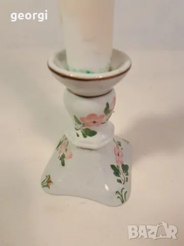 порцеланов свещник с рози 25/4, снимка 3 - Декорация за дома - 50263543