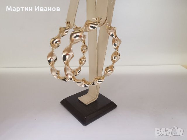 Златни обеци халки усукани , снимка 7 - Обеци - 32282639