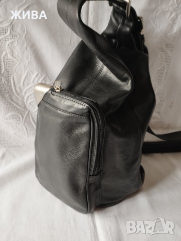 RENATO ANGI - естествена кожа  черна дамска раница, снимка 8 - Чанти - 38132626