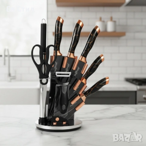 Комплект уреди за рязане–9 части с мраморно покритие, стойка, точило и белачка