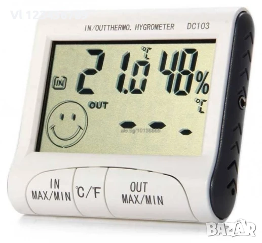 Термометър+влагомер - външна и вътрешна температура dc 103