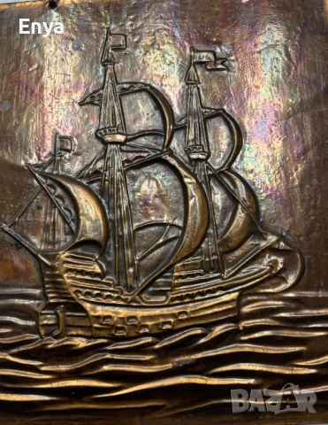 Пано от мед с изобразен кораб - за стена , снимка 3 - Пана - 53607596