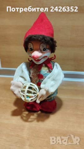 Стара играчка, клоун, с ключ за навиване, 1980-те год.