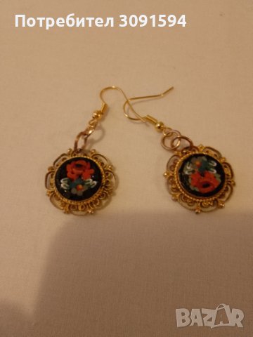 Стари обици с венецианска микро мозайка 1930 год