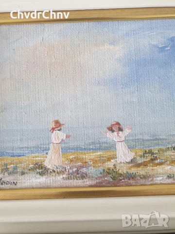 5бр авторски малки картини масло върху платно/дървени рамки 23-24-25см, снимка 7 - Картини - 51358358