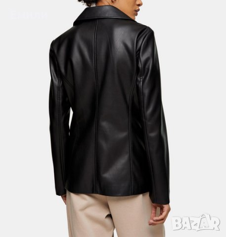Topshop дамско кожено яке - блейзър в черен цвят р-р S (EU 36), снимка 4 - Якета - 43493473