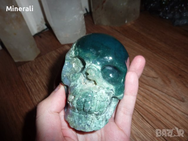 Интересен череп от мъхов ахат, снимка 8 - Подаръци за мъже - 43187527