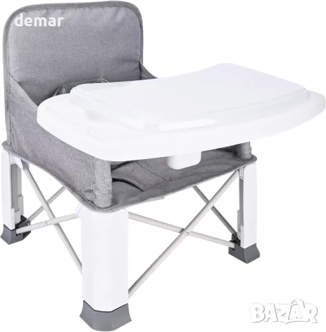 Bebamour Бебешко столче за хранене с подвижна табла и чанта за съхранение, сиво, снимка 2 - Столчета за хранене - 49517326