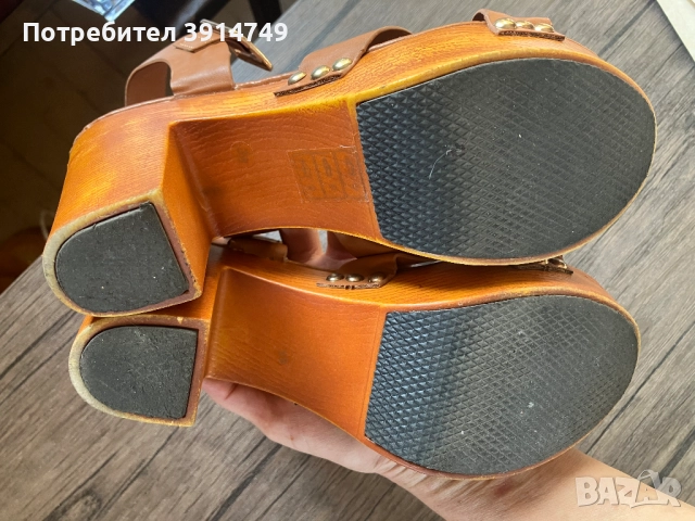 Кожени сандали, висококачествена изработка, с платформа и висок ток в чудесно състояние, 38, снимка 9 - Дамски елегантни обувки - 51729116