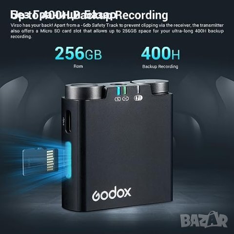 Нов GODOX Virso M2 Лаважен Микрофон с Шумоподтискане за видео влог, снимка 9 - Микрофони - 43064492