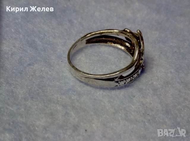 СТАР АЖУРЕН СРЕБЪРЕН ПРЪСТЕН с ДЕЛФИН СРЕБРО 925 ПРОБА с ЦИРКОНЧЕТА 50013, снимка 7 - Антикварни и старинни предмети - 50510681