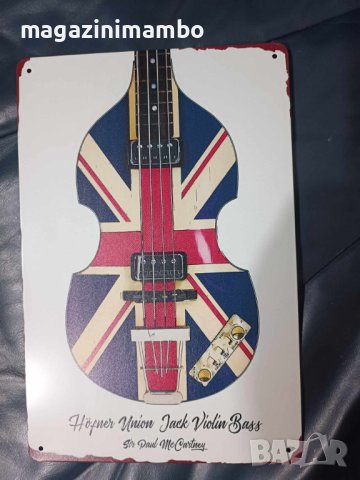 HOFNER Union Jack Violin Bass-Sir Paul McCartney-метална табела(плакет)