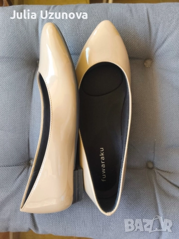 Заострени бежови обувки - 35 номер, снимка 2 - Дамски елегантни обувки - 51711543