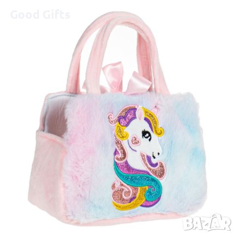 Плюшен бял еднорог в чанта, 20см, снимка 3 - Плюшени играчки - 43382870