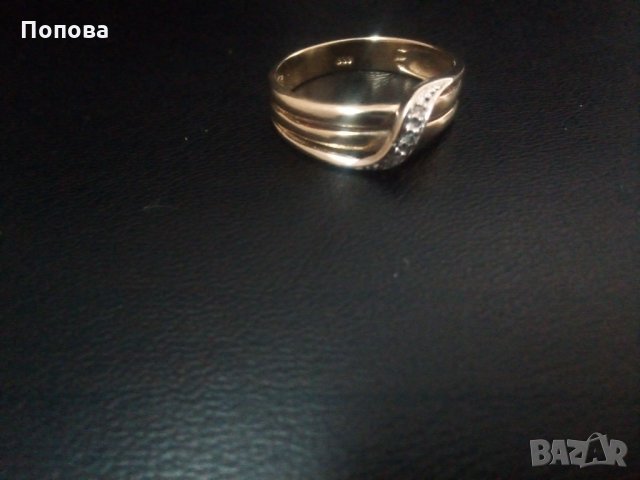 Дизайнерски златен пръстен с диаманти, снимка 4 - Пръстени - 35555060