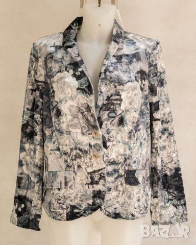Дамско сако в сиви, сини и бели нюанси Margo Collection, снимка 2 - Сака - 38384038