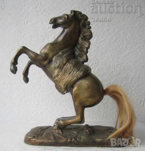  Голям кон пластика метал фигура статуетка, стара, метал, дърво, снимка 2 - Статуетки - 28877668