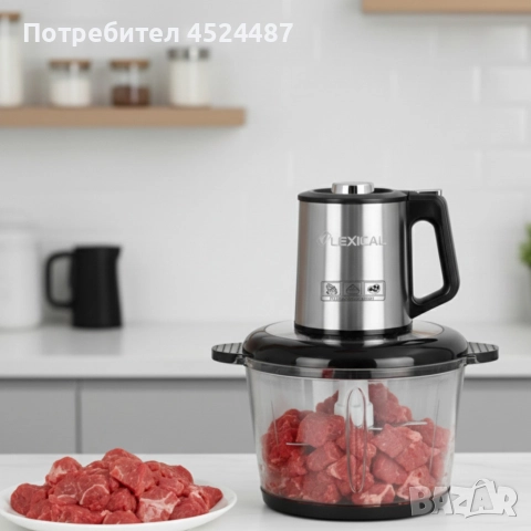 Електрически чопър Lexical LCH-1970 с неръждаем корпус и стъклена купа, снимка 5 - Чопъри и пасатори - 52895584