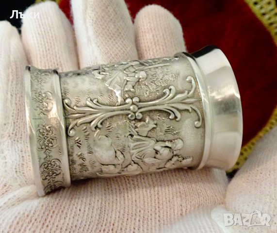 Чаша от калай за ракия със селски картини. , снимка 9 - Антикварни и старинни предмети - 37784021