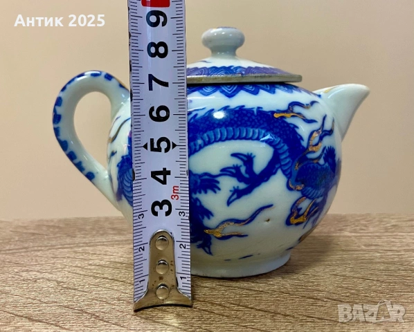 Японски порцеланов чайник с дракон, Made in Japan, средата на XX век, снимка 3 - Антикварни и старинни предмети - 53373064