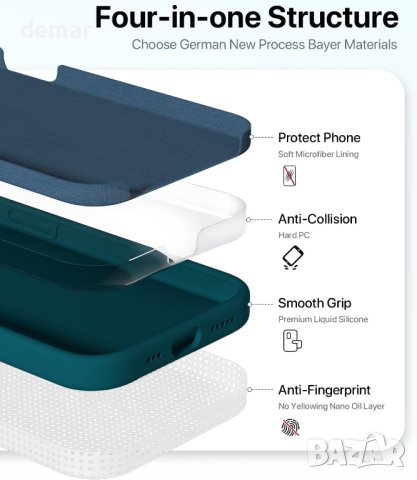 Калъф GOODVISH 3 в 1  с 2X HD протектор за екран за iPhone 15 Pro 6,1", горско зелено, снимка 4 - Калъфи, кейсове - 43661717