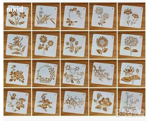 20 вида цветя  цвете слънчоглед венец стенсил шаблон за спрей за торта украса стена боя scrapbooking