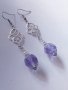 Красиви обици с люляково лилави кристали и орнаменти в цвят Сребро , снимка 3