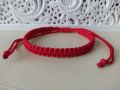 Червена гривна за късмет с елементи от стомана, снимка 9
