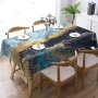 Декоративна покривка за маса със син мрамор със златни ивици, 3размера, снимка 4