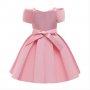 Детска розова официална рокля плътен сатен размер 6-7 г, снимка 2