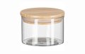 Стъклен буркан с бамбуков капак Кръгъл,10х10см , снимка 1 - Аксесоари за кухня - 43988992