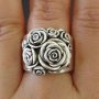 Масивен сребърен винтидж пръстен с рози, снимка 1 - Пръстени - 32502587