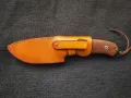 Италиански ловен нож LION STEEL,M3 ST Wood Santos,кожена кания,LN407, снимка 8