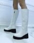 Ботуши на платформа - бяла кожа с черно ходило - BSX10, снимка 2