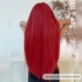 80 см Ярко червена права синтетична перука с дълъг бретон, снимка 5