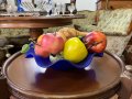 Арт стъклена фруктиера с плодове №1074, снимка 1 - Антикварни и старинни предмети - 34671298