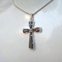 Сребърен Кръст с Черни Оникси, снимка 5 - Колиета, медальони, синджири - 26852152